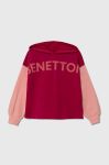 Дитяча бавовняна кофта United Colors of Benetton колір рожевий з капюшоном з принтом