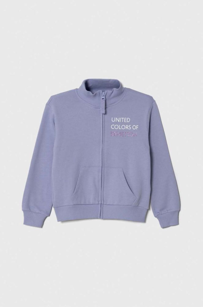 Дитяча бавовняна кофта United Colors of Benetton колір фіолетовий з принтом (3390309)