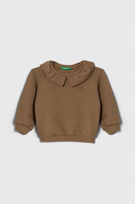 Дитяча бавовняна кофта United Colors of Benetton колір бежевий однотонна (3393789)