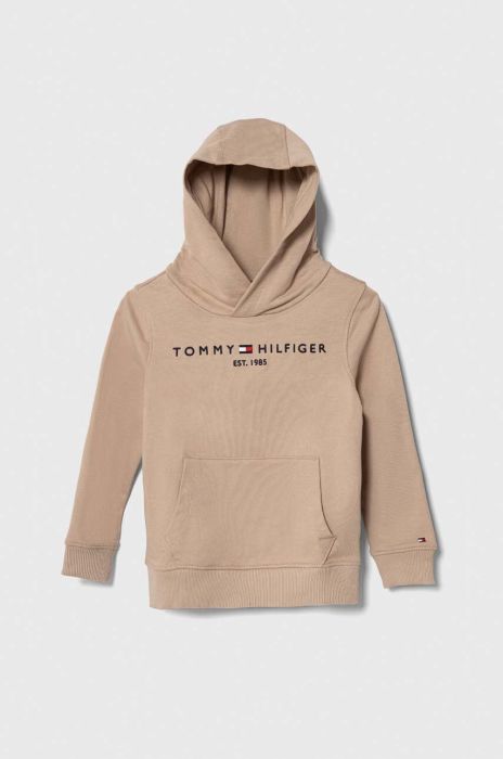 Дитяча бавовняна кофта Tommy Hilfiger колір бежевий з капюшоном з аплікацією (3496522)