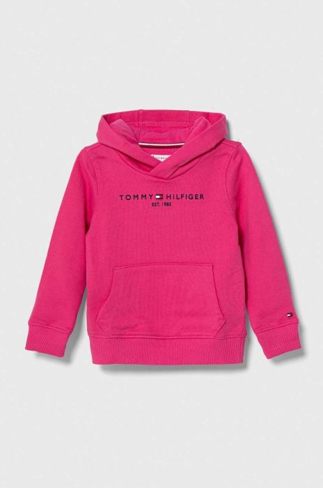 Дитяча бавовняна кофта Tommy Hilfiger колір рожевий з капюшоном з аплікацією (3496121)