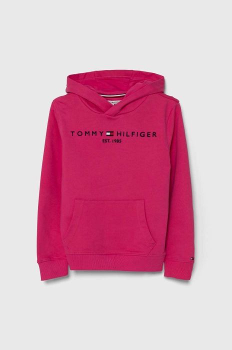 Дитяча бавовняна кофта Tommy Hilfiger колір рожевий з капюшоном з аплікацією (3496141)