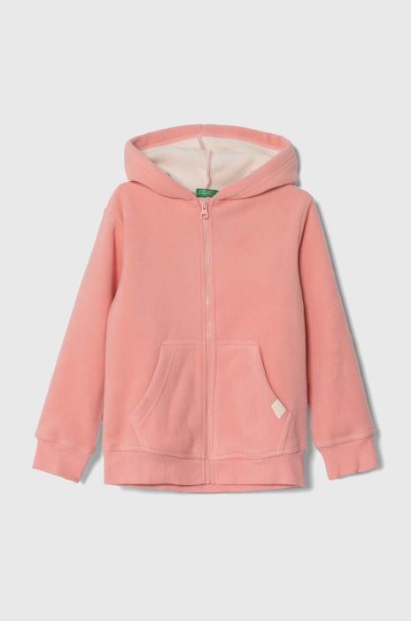 Дитяча кофта United Colors of Benetton колір рожевий з капюшоном однотонна (3473413)