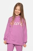 Дитяча кофта Coccodrillo колір фіолетовий з капюшоном з принтом