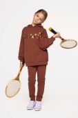 Дитяча кофта Coccodrillo колір коричневий з капюшоном з принтом