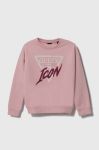 Дитяча бавовняна кофта Guess колір рожевий з аплікацією (3527307)