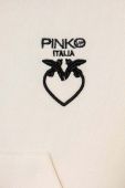 Дитяча бавовняна кофта Pinko Up колір бежевий з капюшоном з аплікацією