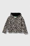 Дитяча кофта United Colors of Benetton колір чорний з капюшоном візерунок (3601280)