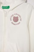 Дитяча кофта United Colors of Benetton колір білий з капюшоном з аплікацією