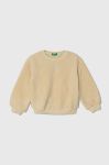 Дитяча флісова кофта United Colors of Benetton колір бежевий з аплікацією