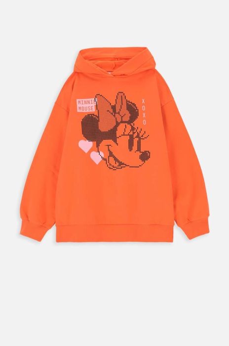 Дитяча бавовняна кофта Coccodrillo колір помаранчевий з капюшоном з принтом