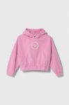Дитяча кофта Emporio Armani колір рожевий з капюшоном з аплікацією