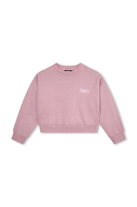 Дитяча бавовняна кофта Dkny колір фіолетовий з принтом