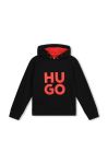 Дитяча кофта HUGO колір чорний з капюшоном з принтом (3453575)