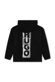 Дитяча кофта HUGO колір чорний з капюшоном з принтом (3453608)