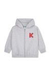Дитяча кофта Kenzo Kids колір сірий з капюшоном з аплікацією (3449933)