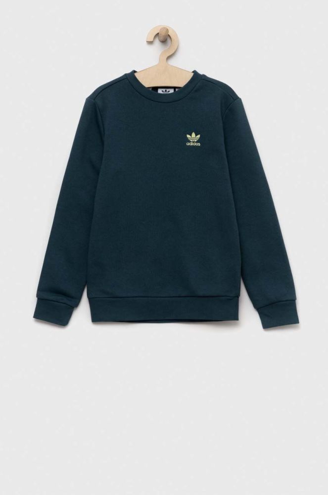 Дитяча кофта adidas Originals колір зелений однотонна