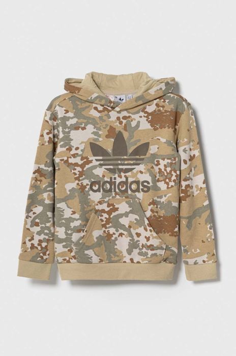 Дитяча кофта adidas Originals колір зелений з капюшоном візерунок (3488993)