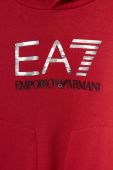 Дитяча кофта EA7 Emporio Armani колір червоний з капюшоном з принтом