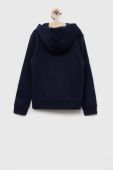 Дитяча кофта EA7 Emporio Armani колір синій з капюшоном однотонна
