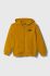 Дитяча бавовняна кофта United Colors of Benetton колір жовтий з капюшоном візерунок (3388199)