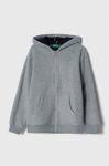 Дитяча кофта United Colors of Benetton колір сірий з капюшоном однотонна (3473425)