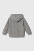 Дитяча бавовняна кофта United Colors of Benetton колір сірий з капюшоном меланж