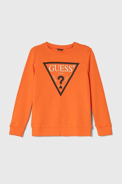 Дитяча бавовняна кофта Guess колір помаранчевий з принтом (3566875)