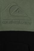 Дитяча кофта Quiksilver EMBOSSHOODYOUTH OTLR колір зелений з капюшоном з аплікацією