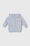 Кофта для немовлят United Colors of Benetton з капюшоном з принтом колір блакитний