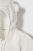 Кофта для немовлят United Colors of Benetton колір білий з капюшоном однотонна