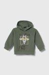 Бавовняна кофта для немовлят zippy колір зелений з капюшоном з принтом