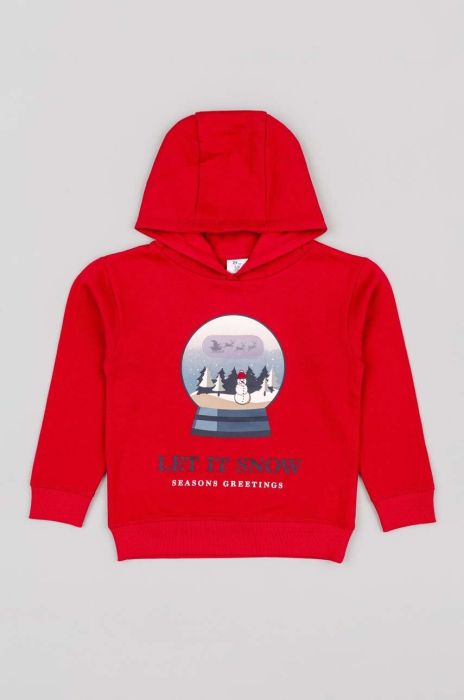 Дитяча бавовняна кофта zippy колір червоний з капюшоном з принтом (3688322)
