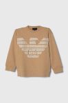 Дитяча бавовняна кофта Emporio Armani колір бежевий з аплікацією