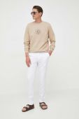 Бавовняна кофта Guess чоловіча колір бежевий з аплікацією
