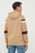 Бавовняна кофта Tommy Hilfiger чоловіча колір бежевий з капюшоном візерунок