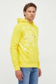 Бавовняна кофта Tommy Hilfiger чоловіча колір жовтий з капюшоном з принтом