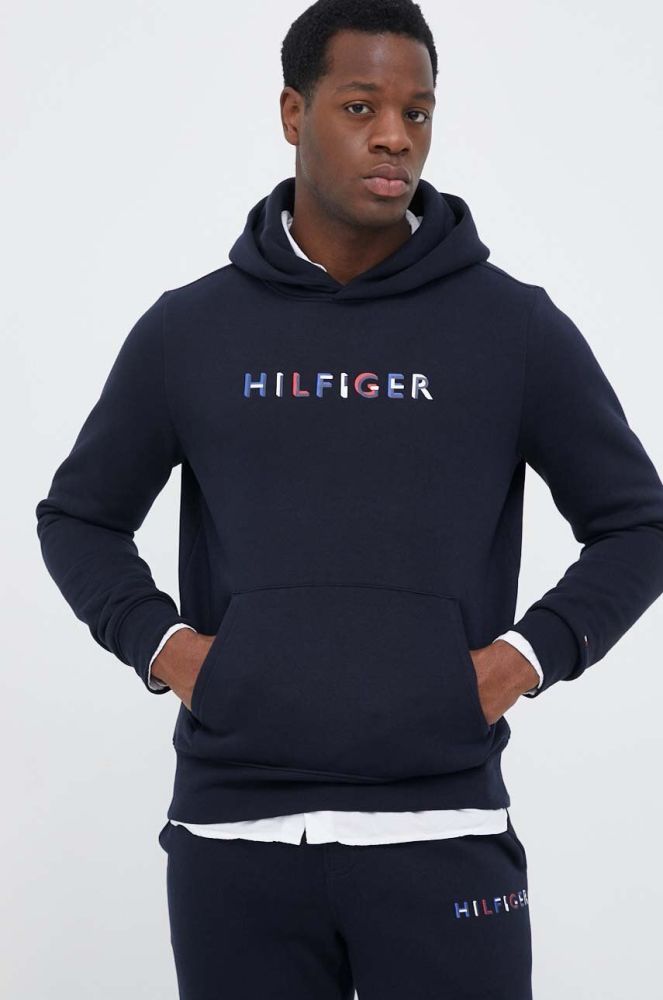Кофта Tommy Hilfiger чоловіча колір синій з капюшоном візерунок (3287961)