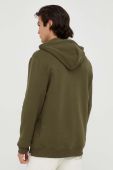 Бавовняна кофта Les Deux чоловіча колір зелений з капюшоном меланж