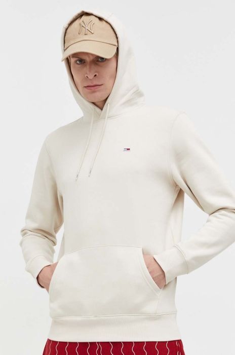 Кофта Tommy Jeans чоловіча колір бежевий з капюшоном однотонна (3532792)