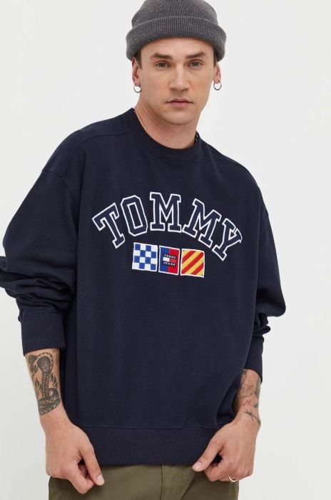 Бавовняна кофта Tommy Jeans чоловіча колір синій меланж (3324608)