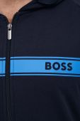Бавовняна кофта BOSS чоловіча з капюшоном з принтом колір темно-синій (3353886)