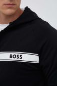Бавовняна кофта BOSS чоловіча колір чорний з капюшоном з принтом (3353881)