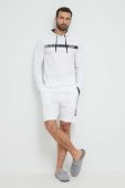 Бавовняна кофта лаунж BOSS колір білий з капюшоном з принтом