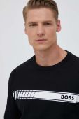 Бавовняна кофта лаунж BOSS колір чорний з принтом (3353890)