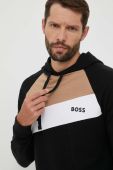 Кофта лаунж BOSS колір чорний з капюшоном візерунок (3287990)