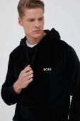 Кофта BOSS чоловіча колір чорний з капюшоном з аплікацією