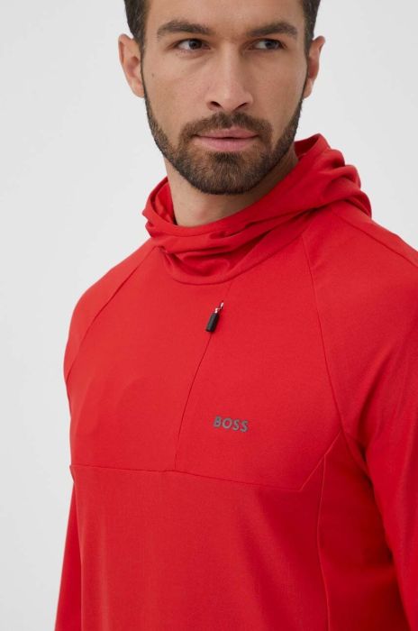 Кофта Boss Green BOSS GREEN чоловіча колір червоний з капюшоном візерунок