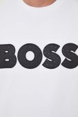 Бавовняна кофта BOSS чоловіча колір білий з аплікацією