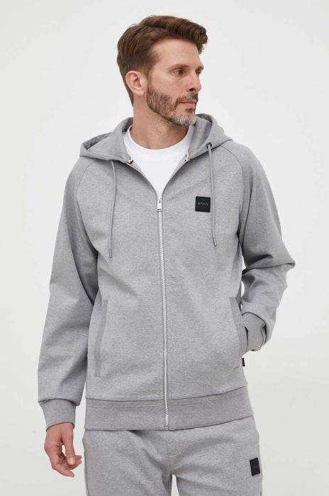 Кофта BOSS чоловіча колір сірий з капюшоном меланж (3359901)
